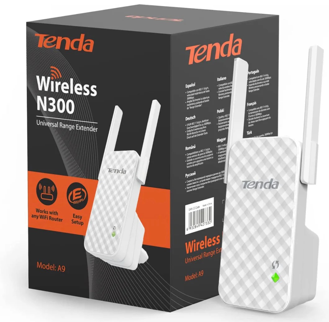Tenda A9 N300 Universal Range Extender, Wi-Fi Extender
